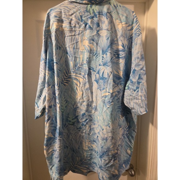 Tommy Bahama Floral Hawaiian Shirt Size 3XLT 100% Silk Blue - Picture 7 of 9